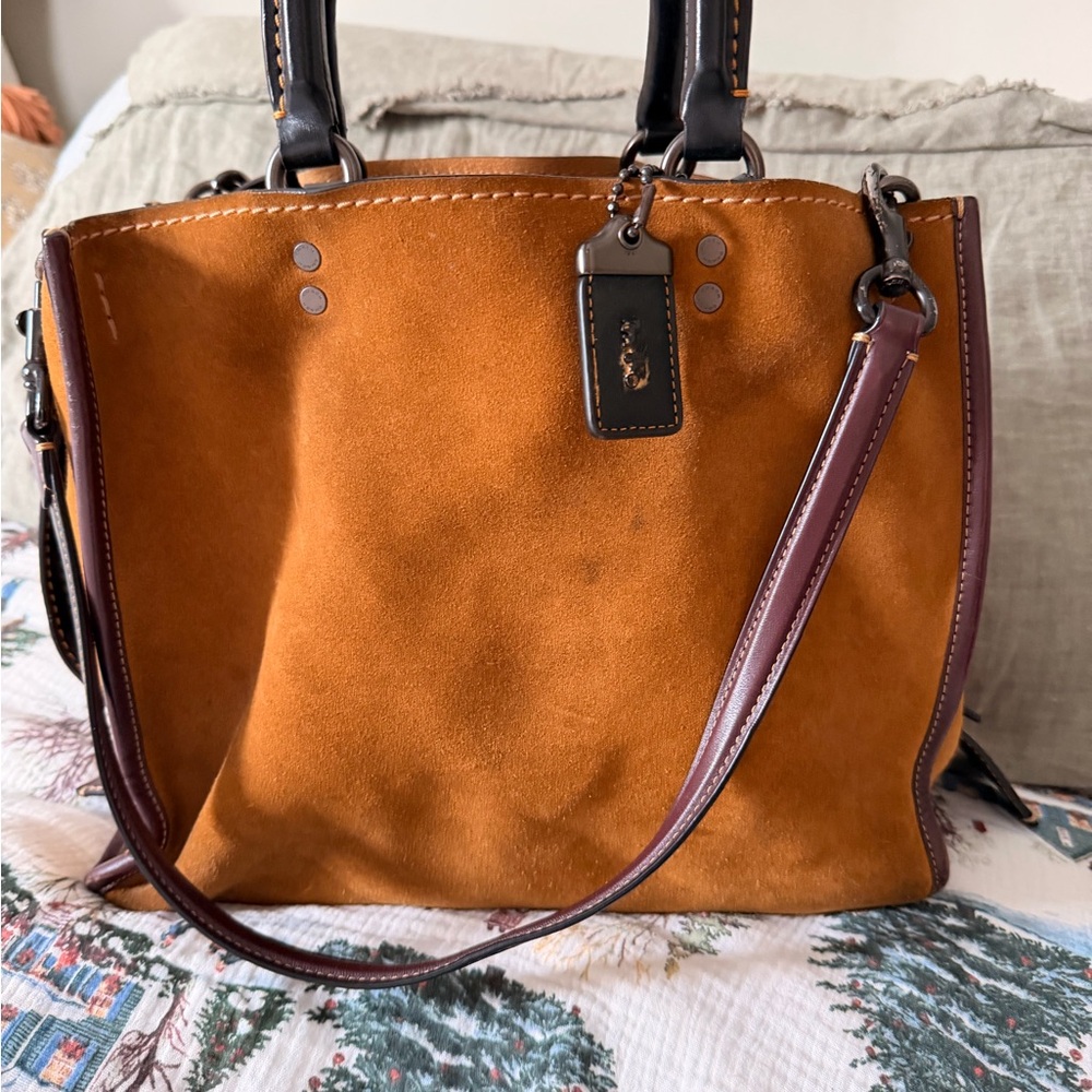 Coach Rogue 30 suede bag in color block